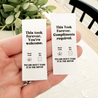 Funny satin label for handmade knits – this took forever tag for crocheted items