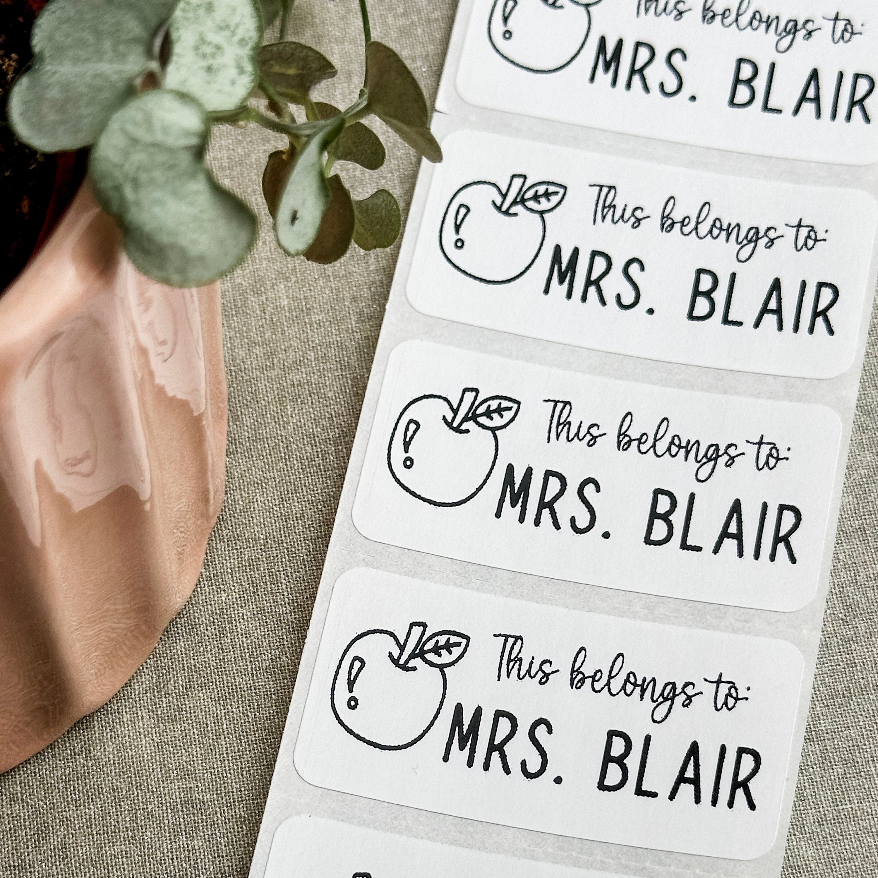 Teacher Labels - Custom Teacher Labels - White Teacher Book Stickers - Teacher Name Labels - Personalized Name Labels - Notebook Stickers