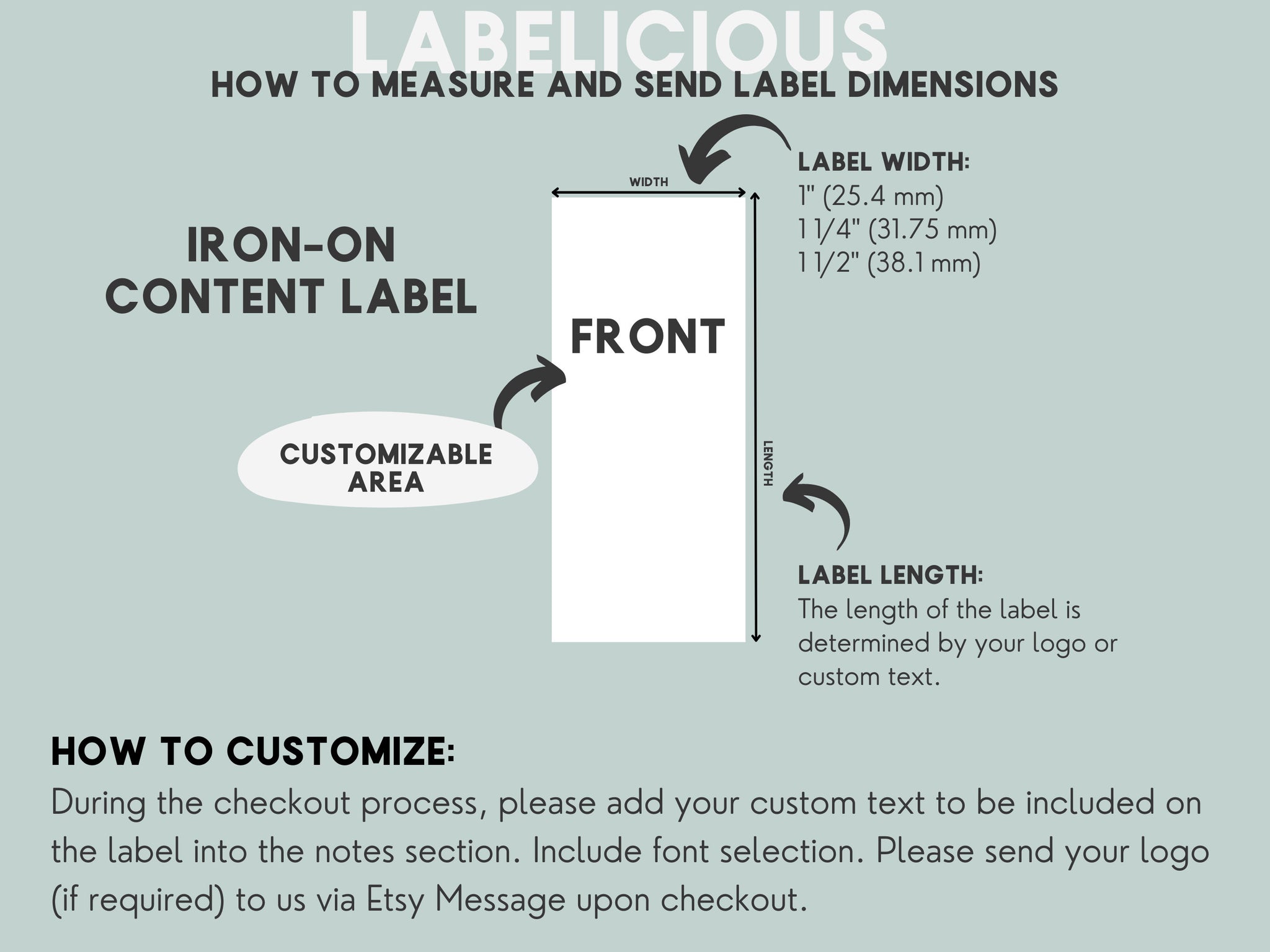 Custom iron-on tracking label - custom clothing label- washing instructions - bilingual content label- care instructions