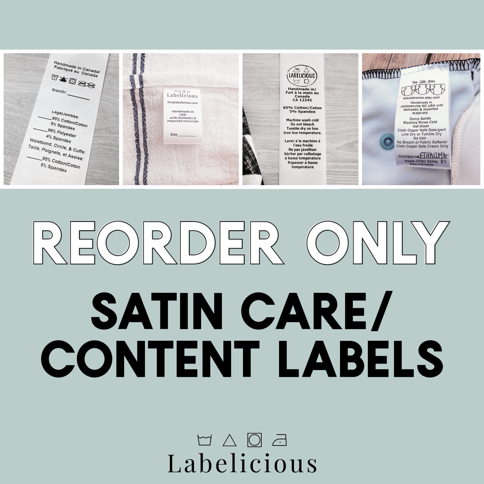 RE-ORDER ONLY - Satin Care/Content Labels – Labelicious
